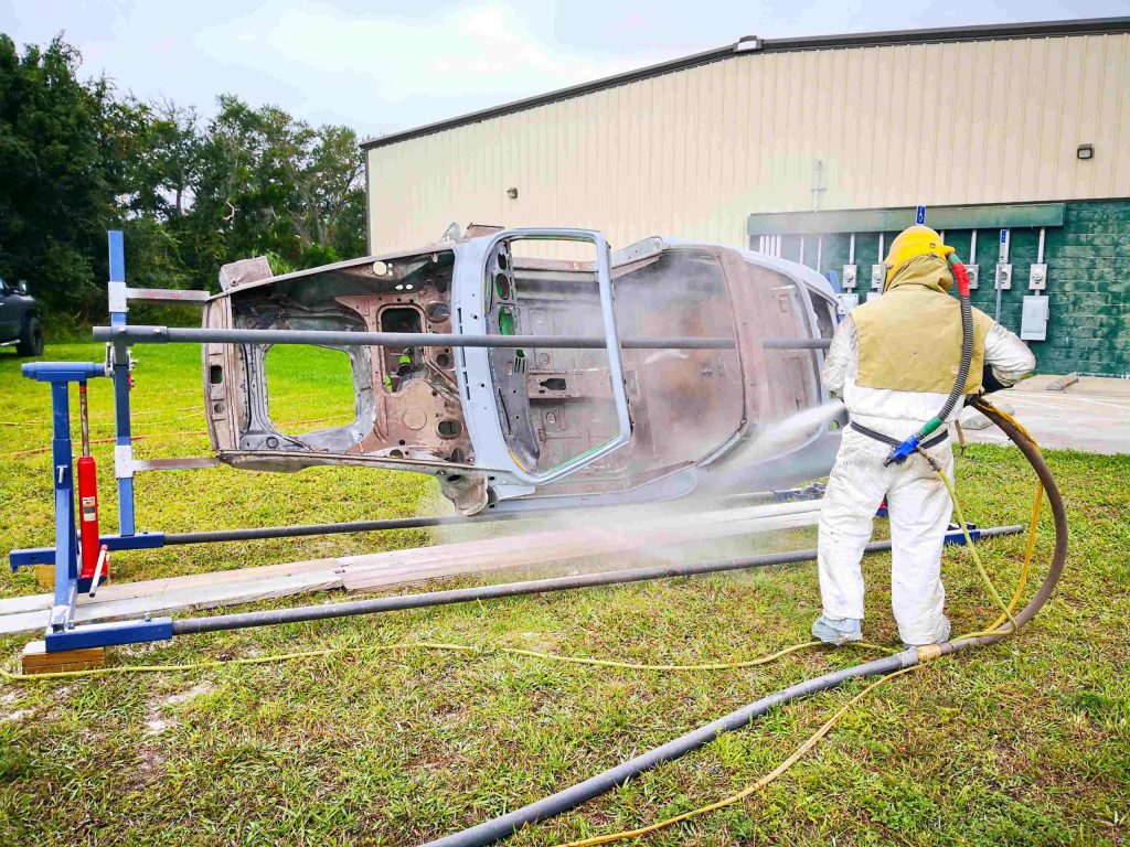 Porsche rotisserie sandblast in Ocala, FL - Ocala Sandblasting