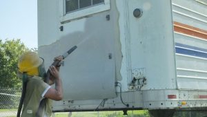 Aluminum trailer paint removal by sandblasting in Ocala, FL - Ocala Sandblasting