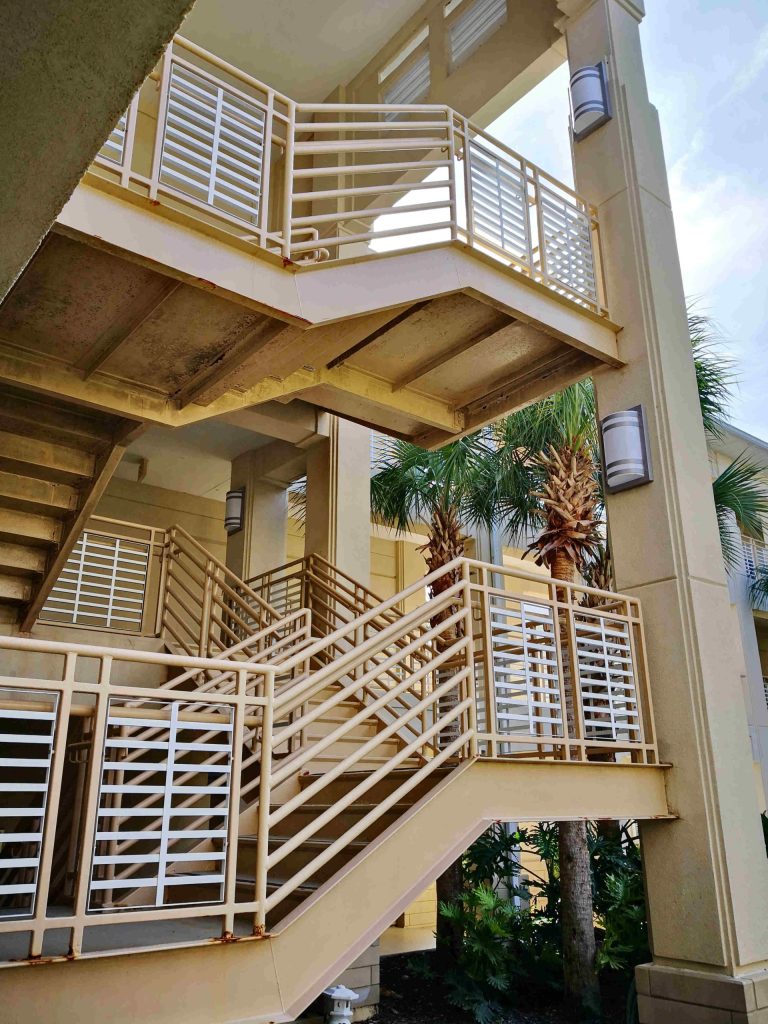 Commercial steel staircase repair sandblast paint removal in Ocala, FL - Ocala Sandblasting