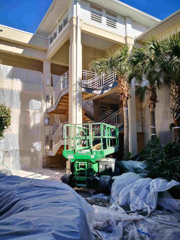 Commercial steel staircase repair sandblast paint removal in Ocala, FL - Ocala Sandblasting