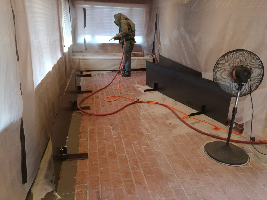 House brick floor sandblasting paint removal in Ocala, FL - Ocala Sandblasting